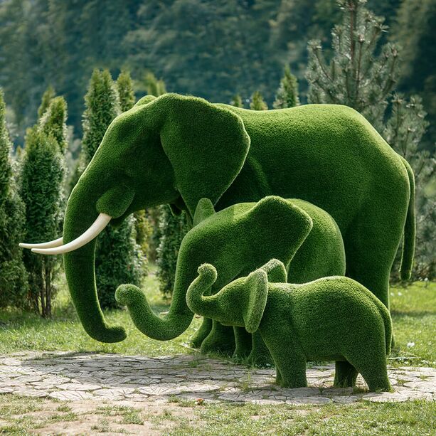Topiary Elefant - Gartenskulptur grn - GFK & Kunstrasen - Taru