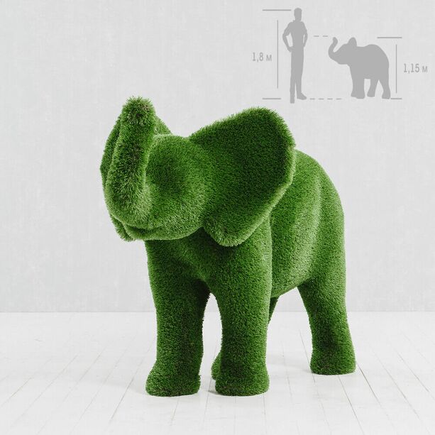 Gartenfigur Elefant - Topiary - GFK & Kunstrasen - Formschnitt - Hathi