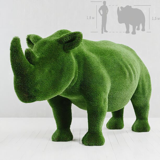 Lebensgroe Nashorn Skulptur - Topiary - GFK - grn - Akono