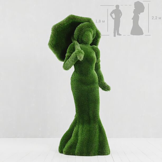 Garten Skulptur Frau mit Regenschirm - Topiary - Kunststoff - Debora