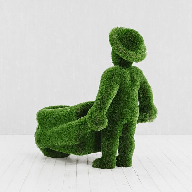 Gartenfigur Mann mit Schubkarre - Topiary - Kunststoff - Uesli
