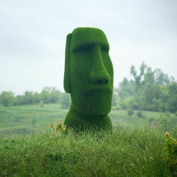 Moai Kopf Gartenfigur - Topiary - GFK & Kunstrasen - Idukan