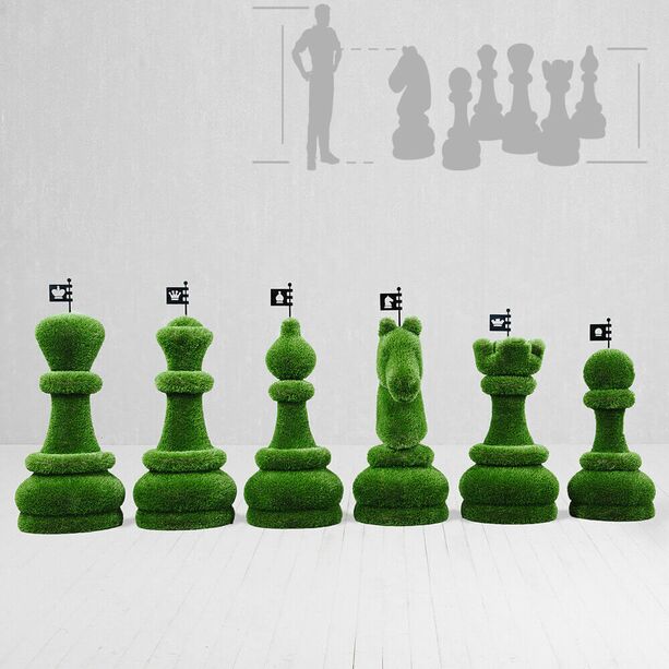 32-teiliges Schachfiguren Set - Topiary - GFK & Kunstrasen - Schach Set