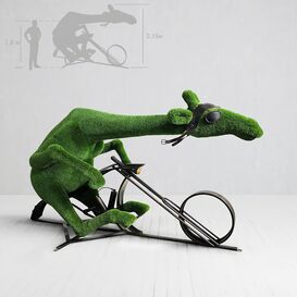 Riesige Biker Giraffe - Topiary - Metall, GFK &...