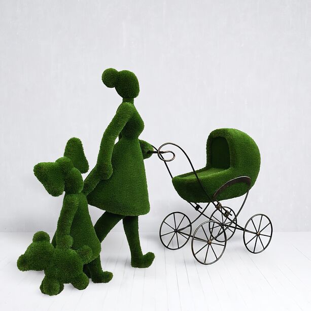 Gartenfigur Mutter mit Kind & Kinderwagen - Topiary - Finnja