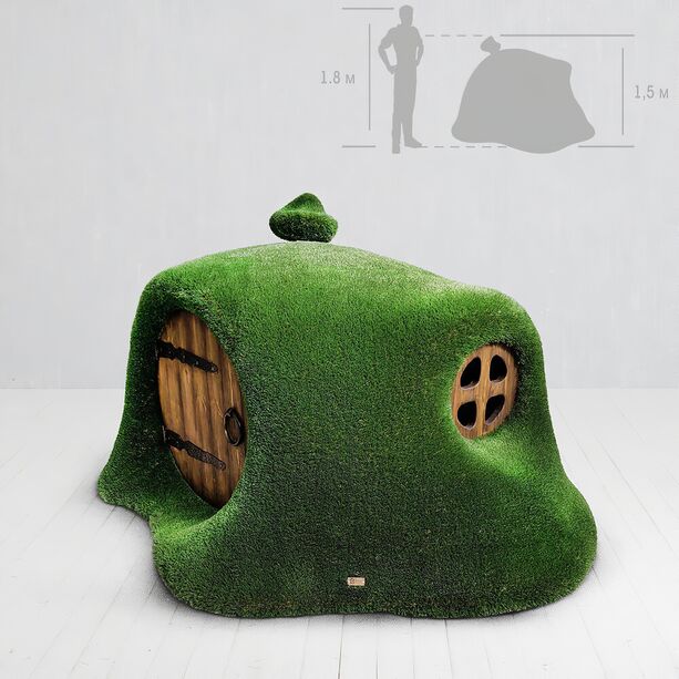 Haus im Hgel - Gartenplastik - Topiary - GFK & Kunstrasen - Hobbit House