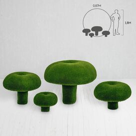 4 Pilze im Set - Topiary - GFK & Kunstrasen - grn -...