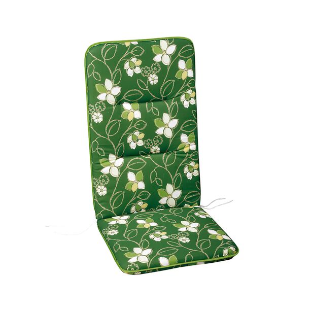 Grne Hochlehner Stuhlauflage mit Blumen - Auflage Floro