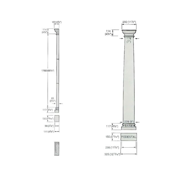 Toskanischer Stein Pilaster halbrund mit Kapitell - Hereswith