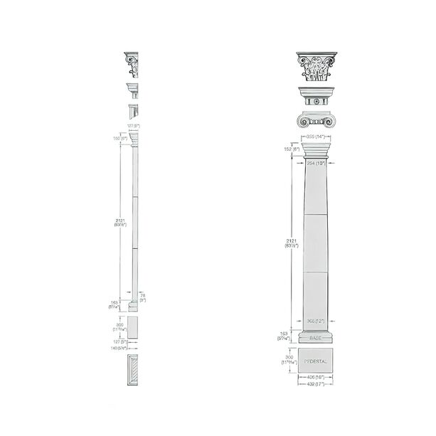 Toskanischer Stein Pilaster mit whlbarem Kapitell - Herrick