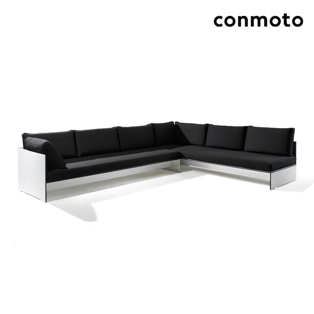 Modernes HPL Ecksofa fr Loungeecke mit Polster - Riva Ecksofa / Wei / Auflagen anthrazit