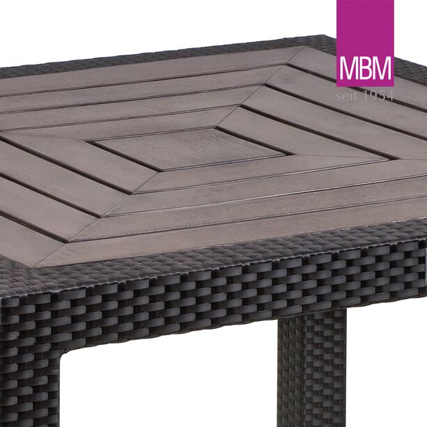 Outdoor Esstisch von MBM - Alu, Polyrattan & Resysta - 90x90cm - Tisch Bellini