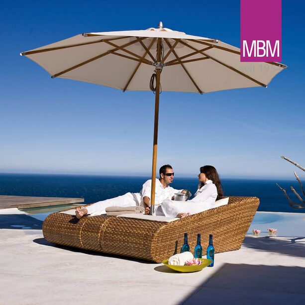 Lounge Relaxliege links fr Garten - MBM - Alu & Geflecht Rattanoptik - braun - Madrigal Relax-Lounge links