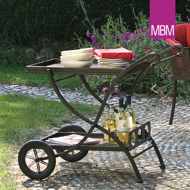 Tisch rollbar fr Garten & Terrasse - MBM - Metall/Eisen - antik - 94x65x82cm - Servierwagen