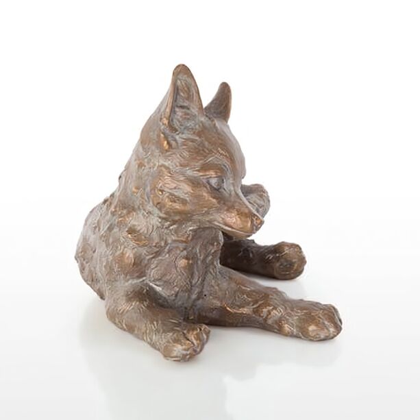Bronzefigur liegender Fuchs - Jungtier - Jungfuchs
