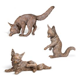 Set aus 3 Fuchs Jungtieren aus Bronze - Jungfchse