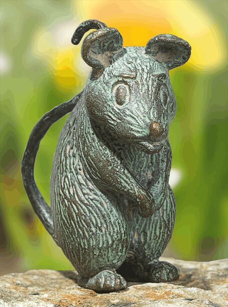 Robuste Tierskulptur Maus aus Bronze - klein - Maus