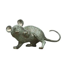 Wetterbestndige Maus Bronzefigur mit Patina - Maus stehend
