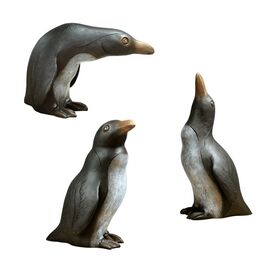 Bronze Tierfiguren Set aus 3 Pinguinen - Pinguine Set