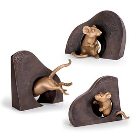 Mausfiguren aus Bronze fr Wanddeko - 3er Set - Muselcher