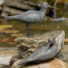 Set aus 2 Bronze Wasservogel-Statuen - Wasserlufer Set