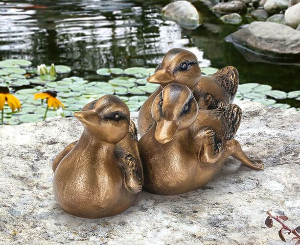 Entenkken aus Bronze - Tierfiguren fr den Garten - Entenkken Set