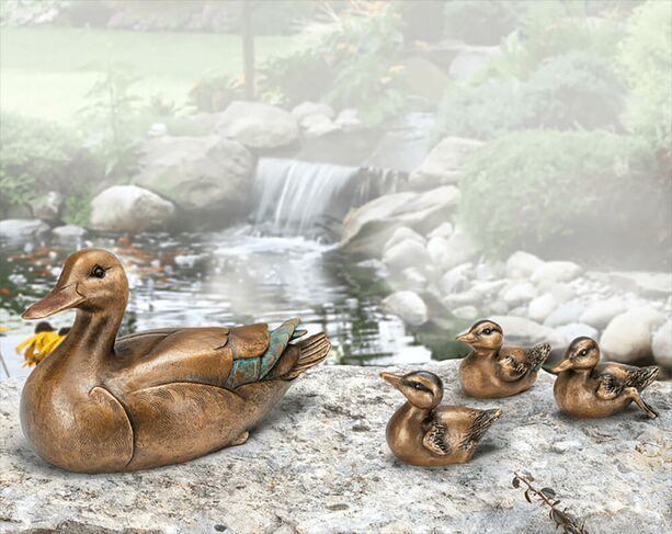 Entenkken aus Bronze - Tierfiguren fr den Garten - Entenkken Set