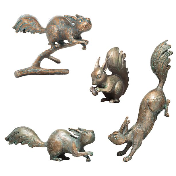 Tierskulpturen Set aus 4 Bronze Eichhrnchen - Eichhrnchen Set