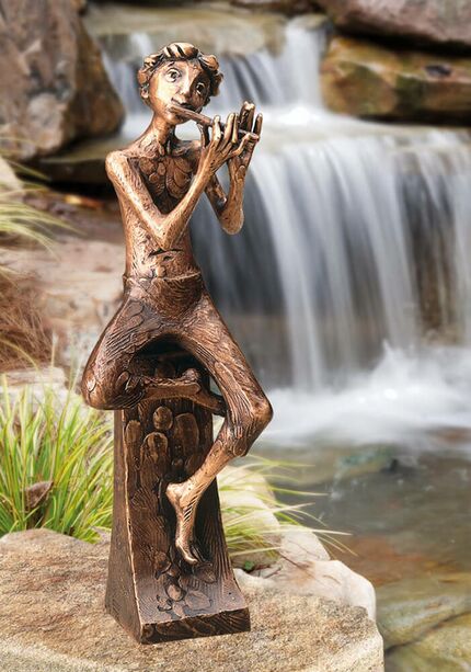 Sitzende Garten Statue aus Bronze mit Flte - Fltenspieler