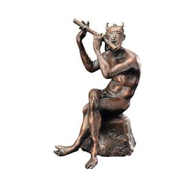 Fltenspieler Faun als Garten Bronzeskulptur - Waldgeist