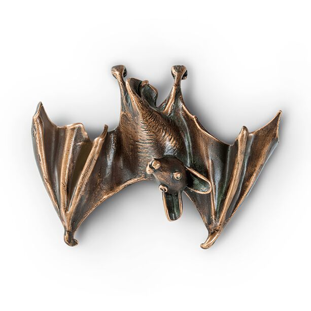 Tierfigur fr die Wand - robuste Bronzeskulptur - Fledermaus