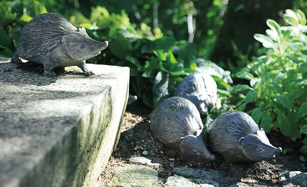 Exklusive Bronzefigur junger Igel fr den Garten - Igeljungtier