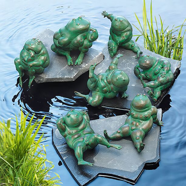 Grne Froschskulptur aus Bronze - wetterfest - Emma