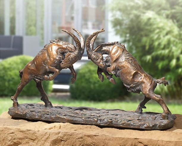 Kmpfende Bcke - Ziegenfiguren aus Bronze - Ziegenbcke