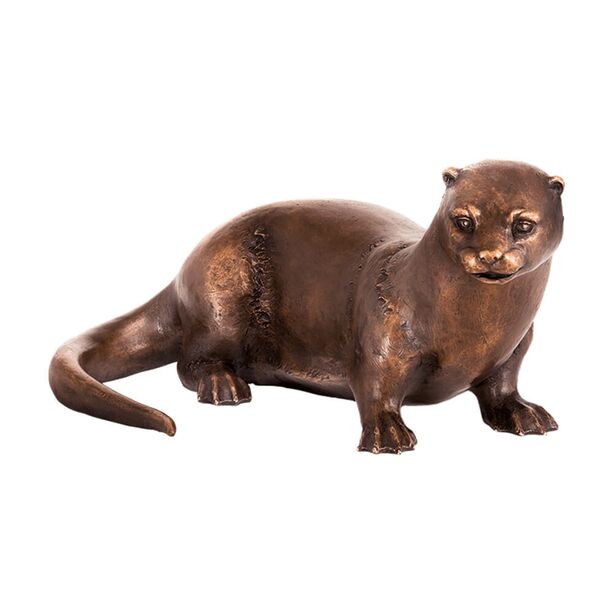 Sitzender Garten Otter aus wetterfester Bronze - Fischotter