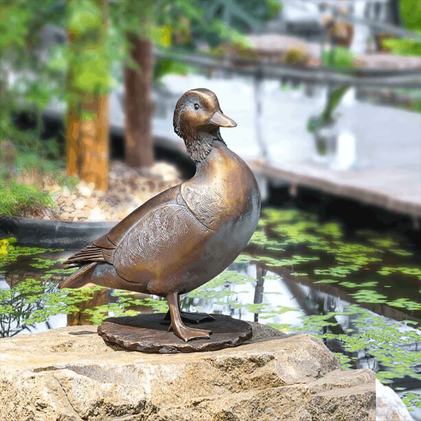 Entenprchen aus wetterfester Bronze - farbig - Mandarin-Enten