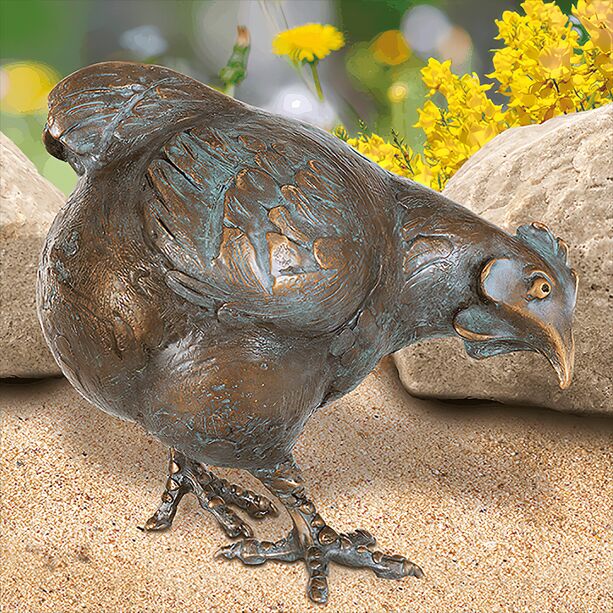 Hhnerfigur als Gartendeko - Henne aus Bronze - Huhn