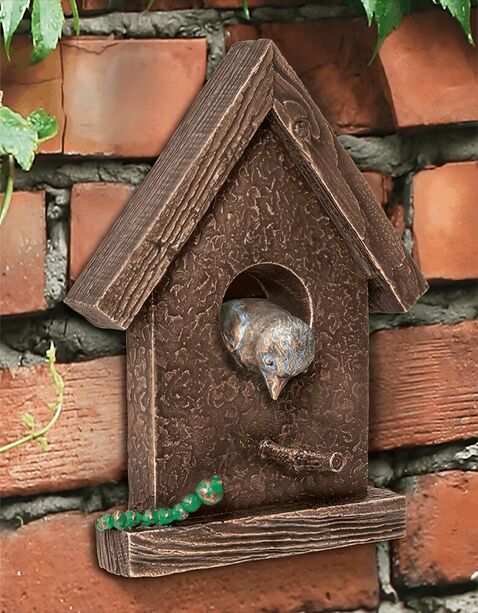 Vogelhaus zur Wandbefestigung aus Bronze - Vogelhaus
