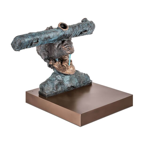 Bronzestatue Bste schaut in Himmel mit Sockel - Sternsucher 3