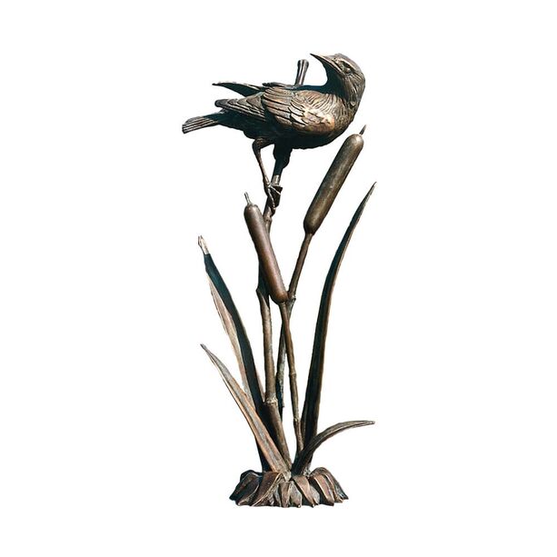 Bronze Singvogel auf Schilf aus Knstlerhand - Schreistar