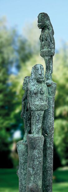 Limitierte Bronzeplastik - 3 Statuen auf Sulen - Garten