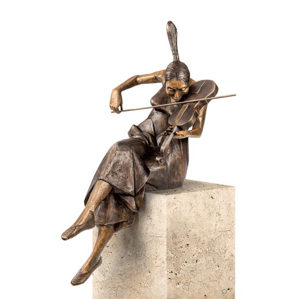 Violonistin aus Bronzeguss - limitierte Knstlerfigur - Mdchen mit Violine