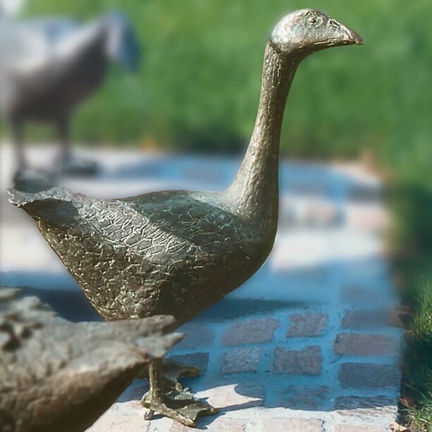 Knstlerfigur Gans aus Bronze in limitierter Edition - Gans Kopf hochgereckt