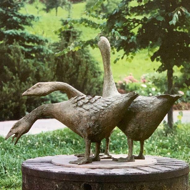 Vogelfiguren Set - limitierte Bronzefiguren vom Knstler - Gnse Set 2
