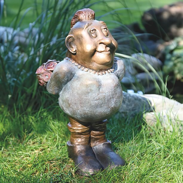 Bronze Gartenfigur aus limitierter Edition mit Blumen - Herta, die Schne