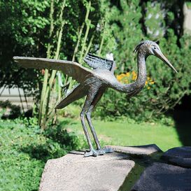 Stehende Reiher Vogelfigur - limitierte Bronzestatue -...