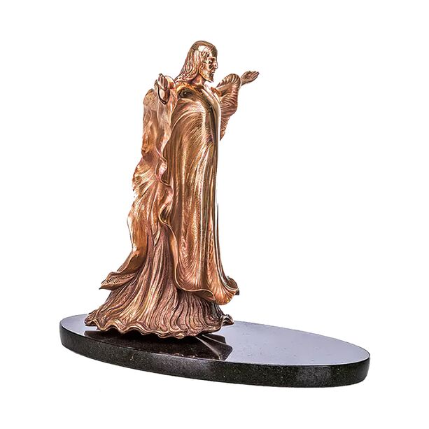 Goldener Jesus aus Bronze mit Steinsockel - Christknig