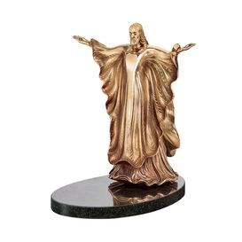 Goldener Jesus aus Bronze mit Steinsockel - Christknig