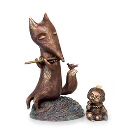 Bronzeskulpturen Fuchs mit Flte und Prinzenfigur - Fuchs...