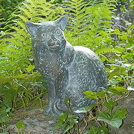 Limitierte Garten Bronzeskulptur sitzende Katze - Katze